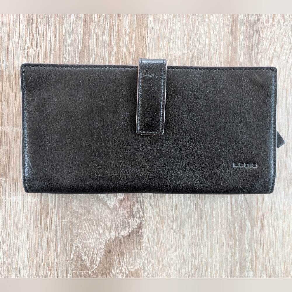 Lodis Long Black Leather Wallet